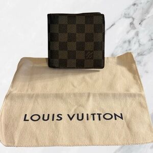 Louis Vuitton Authentic Mens Damier Ebene Porte Marco Bifold Wallet with Dustbag